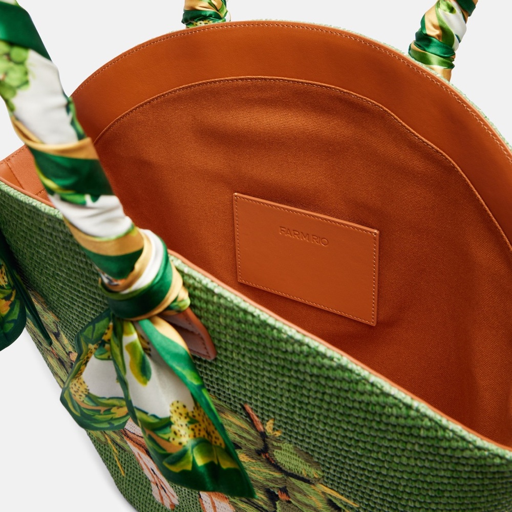 FARM Rio Coconut Toucan Raffia Shell Tote Bag retail $278 - Picture 12 of 17